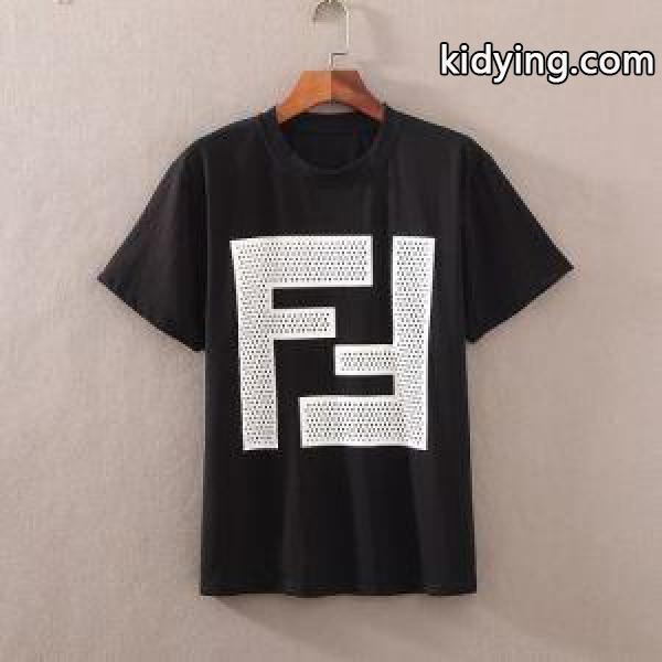 フェンディ スーパー コピーFENDI激安大特価定番メンズTシャツカジュアルビジネストレンド伸びにくいブラックホワイト-0