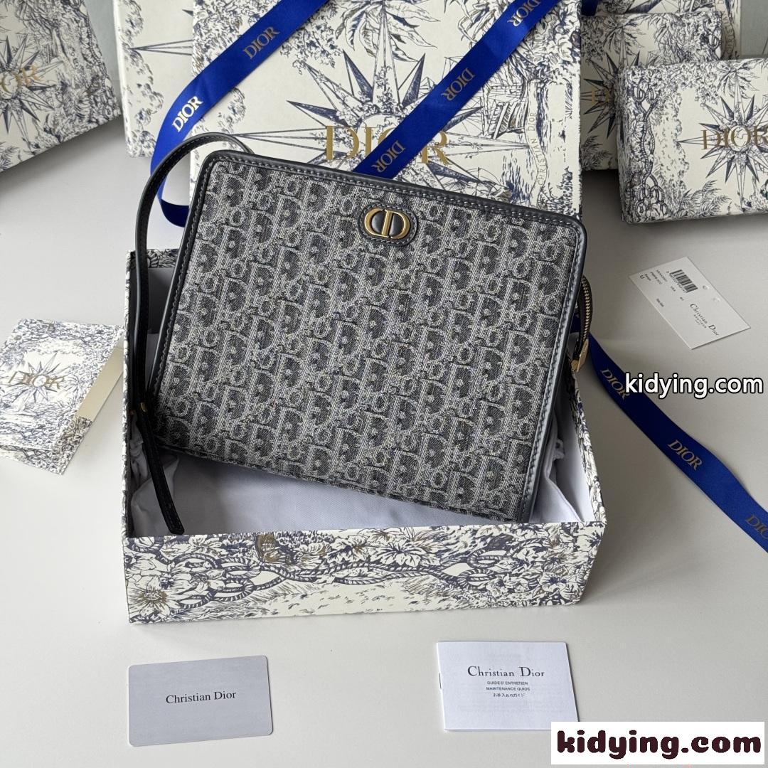 ディオール コピー バッグ クロスボディバッグ グレー ゴールドロゴ ジップ仕様 洗練デザイン DIOR-1