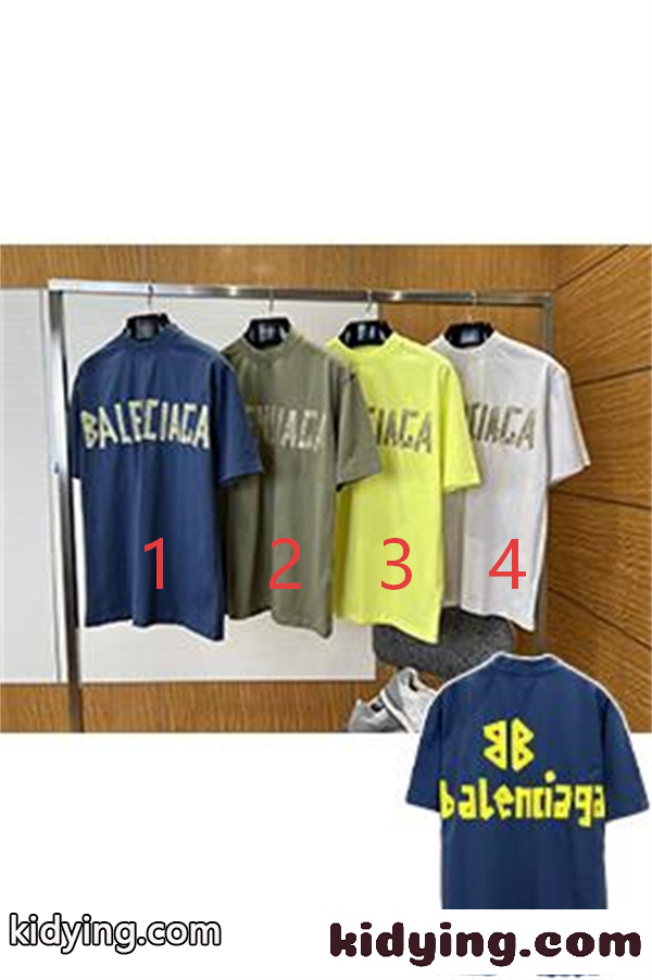 ライムイエロー 半袖Tシャツ BALENCIAGA ビッグロゴプリント バレンシアガ コピー オーバーサイズ クルーネック メンズカジュアル-7