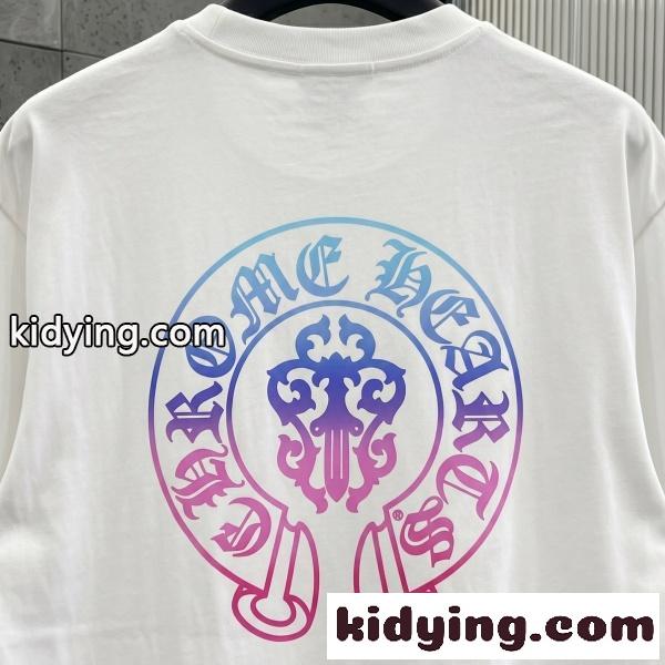 CHROME HEARTS コピー クロムハーツ コピー グラデーションホースシューTEE ネオンロゴ バックプリント半袖 注目度高め-4