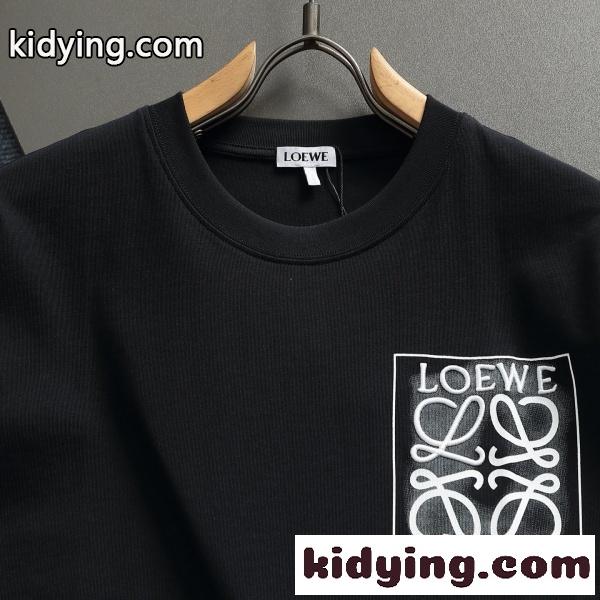 2026新作 LOEWE コピー ロエベ アナグラムロゴ 半袖Tシャツ メンズ クルーネック ブラック ミニマル カジュアル 上質感-2