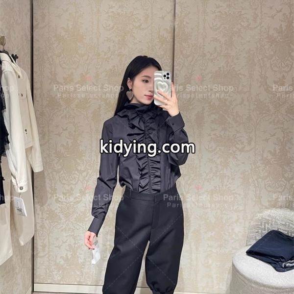 高級感溢れる フリルデザイン DIOR ディオール コピー シャツ ブラック お洒落コーデ-0