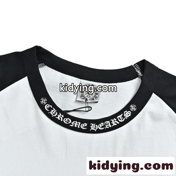 2026新作 N级品 Chrome Hearts  クロムハーツ ロングTシャツ 梵字ネック 配色デザイン 長袖Tシャツ コットン オーバーサイズ 人気アイテム-4