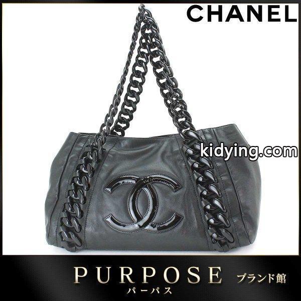ラグジュアリーライン プラチェーン トート バッグ レザー ブラック ココマーク :90056383:PURPOSEパーパス・ヤフー店 - 通販ショッピング-0