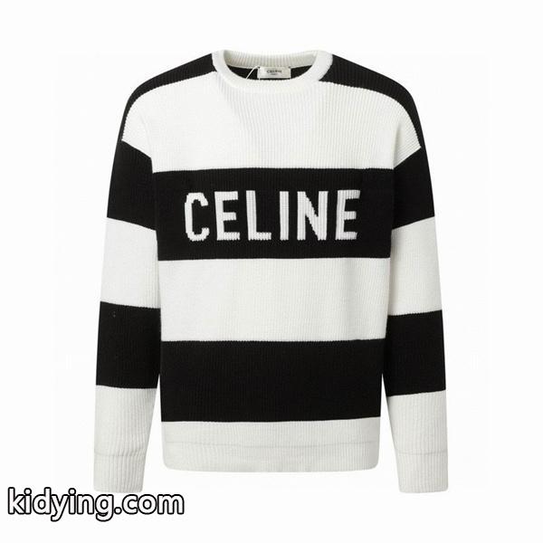 2025秋冬新作 ブラック ホワイトライン ロゴニット セリーヌ CELINE スーパーコピー セーター-0