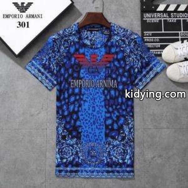 爆買い品質保証おしゃれtシャツ半袖イエロブラックブルーARMANIアルマーニ 服 コピープリント大人っぽい通勤通学-0