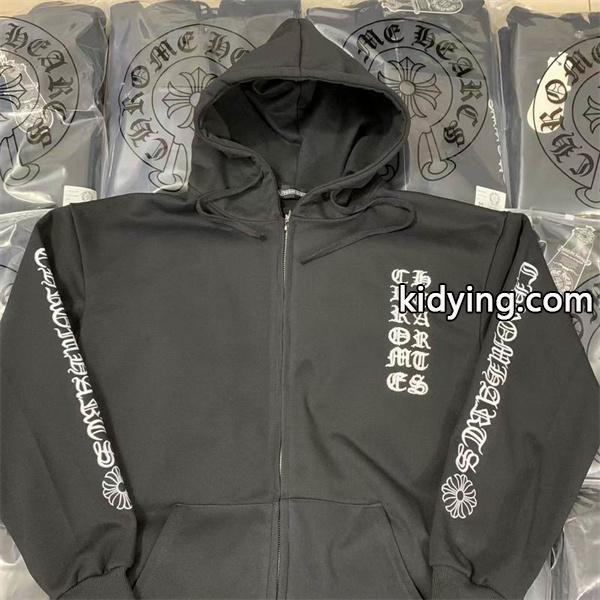 人気上昇中【Chrome Hearts】Vertical Logo Fleece Zip-Up Hoodieクロムハーツジップアップコピー-2