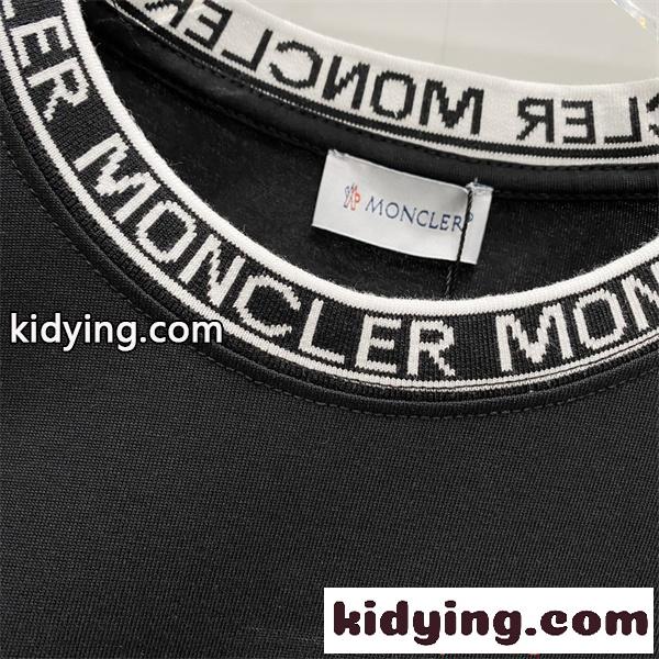 モンクレール コピー Moncler 半袖Tシャツ ブラック ホワイト ロゴネック クルーネック 刺繍ワッペン ストレッチコットン シンプル高級 ユニセックス-5