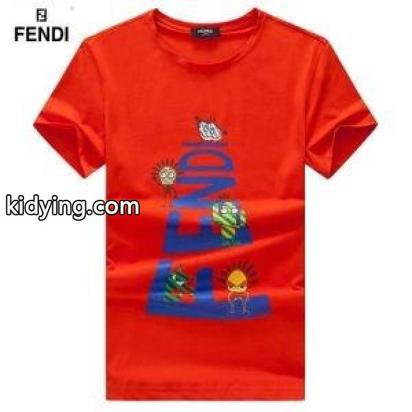 限定セール新作登場質感のいいTシャツ夏場トップスきれいなプリント黒白赤色ブルーFENDIフェンディ tシャツ コピー-1