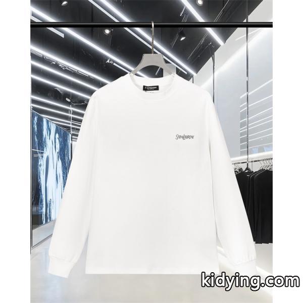 SAINT LAURENT コピー 秋冬ベーシック万能 ブラック ミニロゴ ロングスリーブ T シャツ サンローラン-1