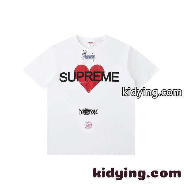 半袖Tシャツ SUPREME ブラック シュプリーム コピー ホワイト ハートロゴ プリントデザイン コラボ風 ストリート-3