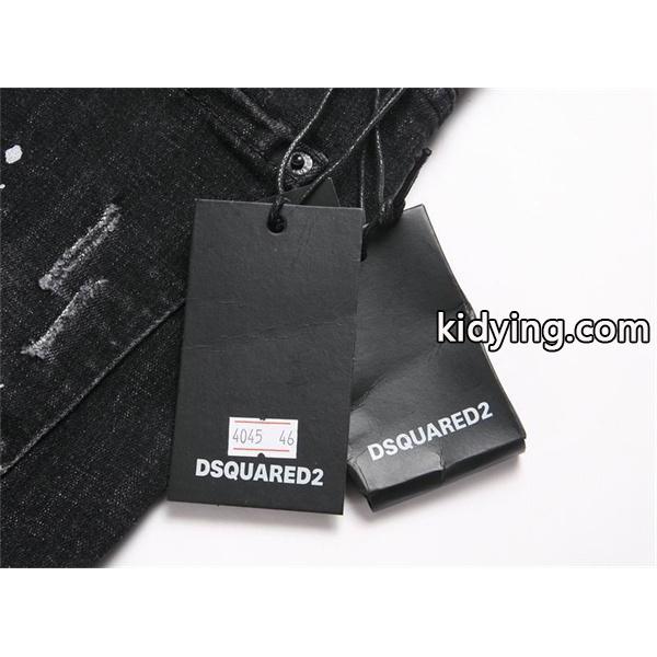 ブラック バッジワッペン ダメージ ディースクエアード デニムパンツ DSQUARED2 コピー 秋冬 個性を彩る 定番-6
