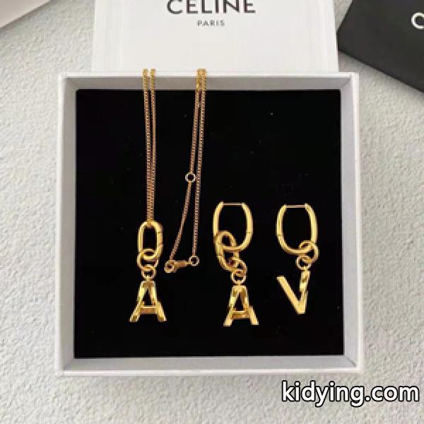 最新2022使い勝手の良い CELINE セリーヌ偽物ネックレス+ピアス シンプルなデザイン デキる人の雰囲気を醸し出し-0