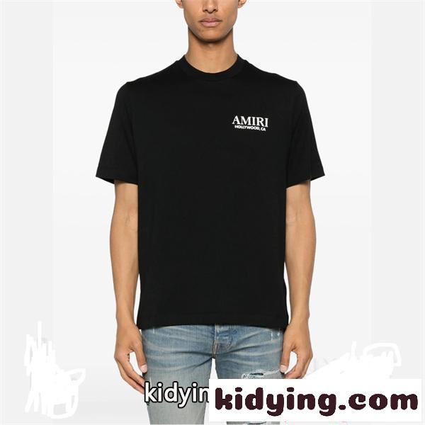 アミリ AMIRI コピー BONES STACKED Tシャツ メンズ 半袖 骨プリント ストリート ブラック ロゴT オーバーサイズ-0