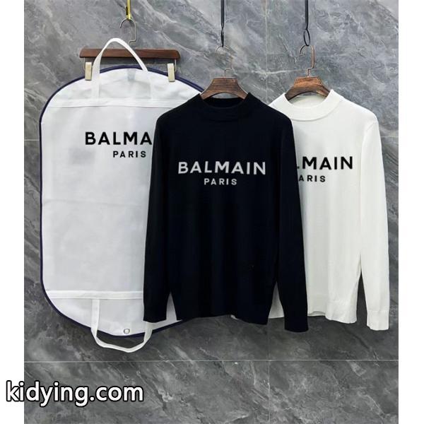 フロントロゴ 主張 ミニマル BALMAIN バルマン コピー ニットトップ 高級感 即映え-0