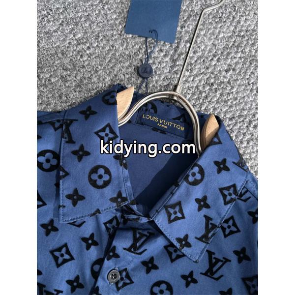 2025秋冬 総柄 シャツ ブルー 長袖 メンズ お洒落 LOUIS VUITTON ルイヴィトン コピー-3