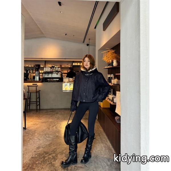 秋冬防寒 ネイビーカラー フードジャケット 保温性抜群 トレンド LOEWE ロエベ 偽物-2