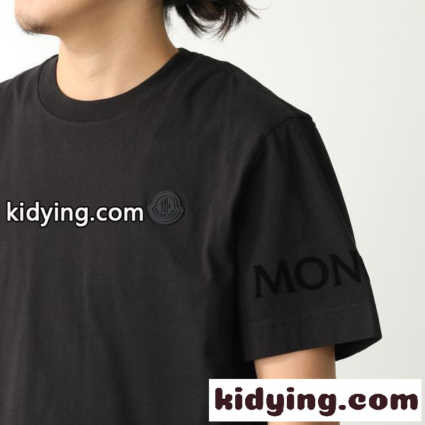 Moncler コピー モンクレール 半袖Tシャツ メンズ ロゴプリント クルーネック ゆったりシルエット 高品質コットン 春夏新作 定番カジュアル-1