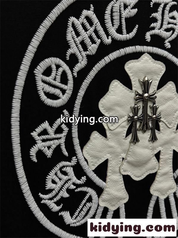 CHROME HEARTS クロムハーツ コピー Tシャツ 半袖 ラインデ ワンポイント オーバーサイズ ブラック-8