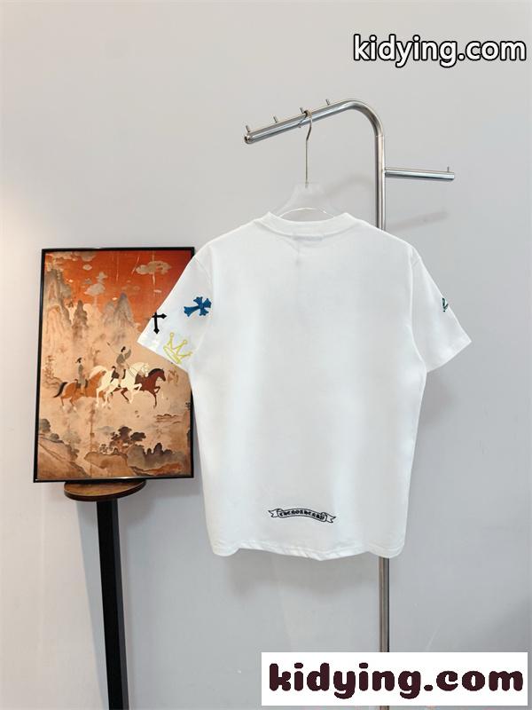 クロムハーツ コピー Tシャツ 多彩刺繍 ブラック 星 十字架 Chrome Hearts カジュアル 日常-3