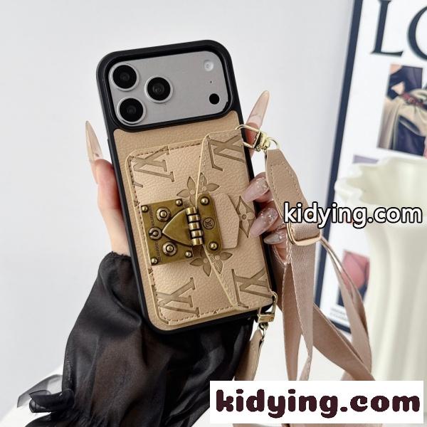 2026新作 Louis Vuitton 激安 ルイヴィトン iPhone17 ケース カード収納 ショルダーストラップ付き ロックデザイン スマホケース 人気アイテム-5