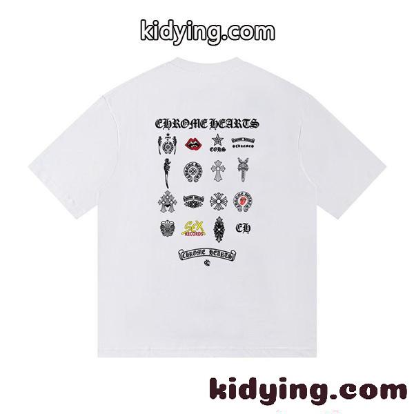 CHROME HEARTS ホワイトミニマル プリント 半袖Tシャツ シンプル 高級感 2026新作 クロムハーツ コピー-1