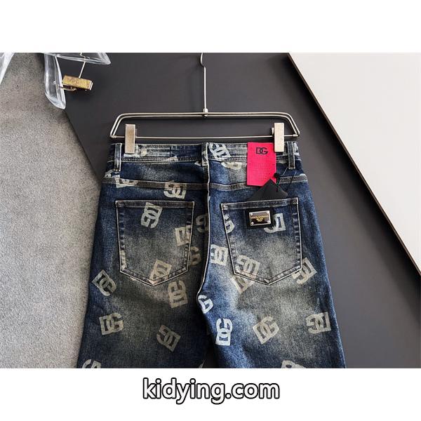DOLCE&GABBANA 激安 総ロゴ デニム メンズ ジーンズ ヴィンテージウォッシュ ストレッチ素材 スリムカジュアル 高級感抜群-5