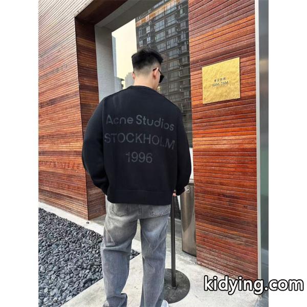 ACNE STUDIOS アクネ ストゥディオズ コピー 売れ筋 グレー ロゴ ハーフネック スウェット 上質-3