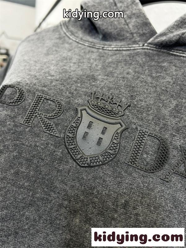 PRADA プラダ コピー トレンド モード加工 ヴィンテージ風 パーカー メンズ-8
