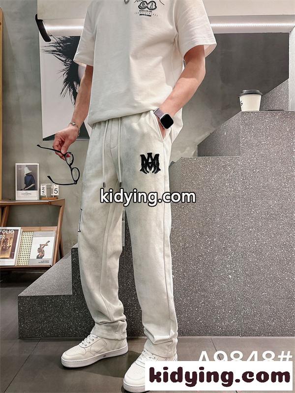 ロングパンツ アミリ コピー 刺繍ロゴ AMIRI ストレートシルエット スウェット素材 リラックス-7