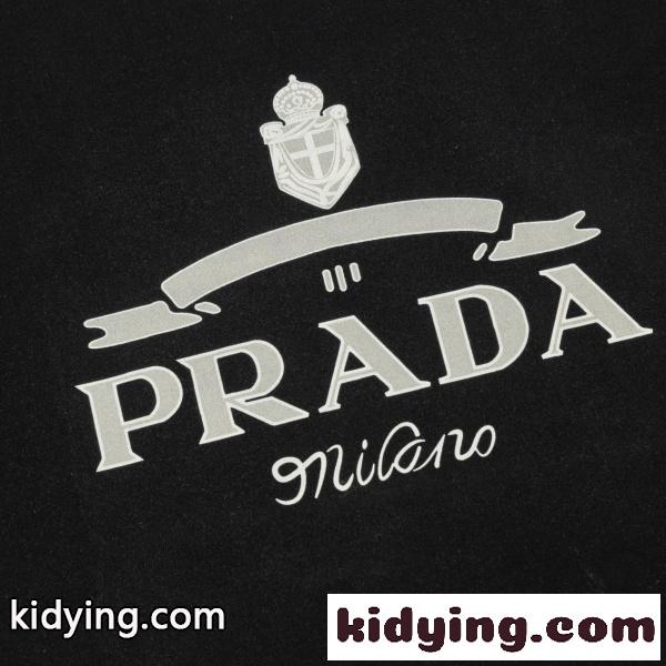 PRADA プラダ メンズ 半袖Tシャツ ロゴプリント Milano クラシック クルーネック コットン シンプル 高級感-1