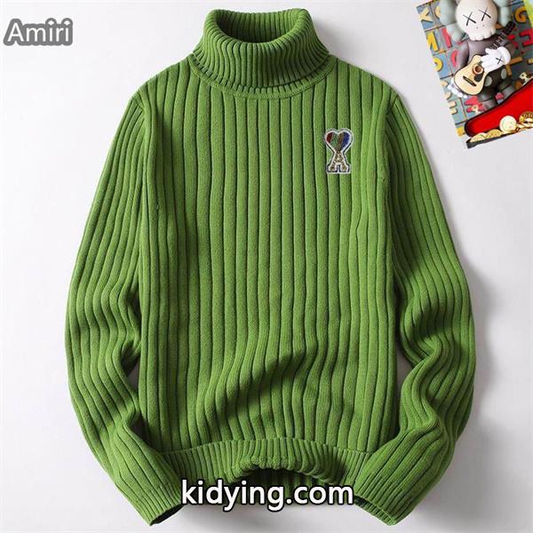 秋冬 防寒 ブラック 上質 リブ タートル ニット AMI PARIS アミ パリス コピー-2