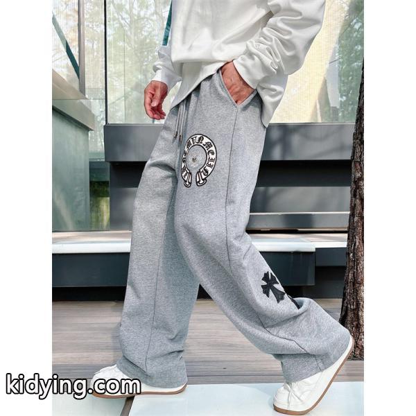 定番人気 ブラック Chrome Hearts クロムハーツ ホースシューロゴデザイン 偽物 スウェットパンツ-6