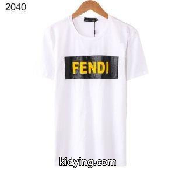 激安大特価安いカジュアル夏の必需品黒白ブルーグレーFENDIフェンディ tシャツ コピーオールシーズンルーズTシャツ-0