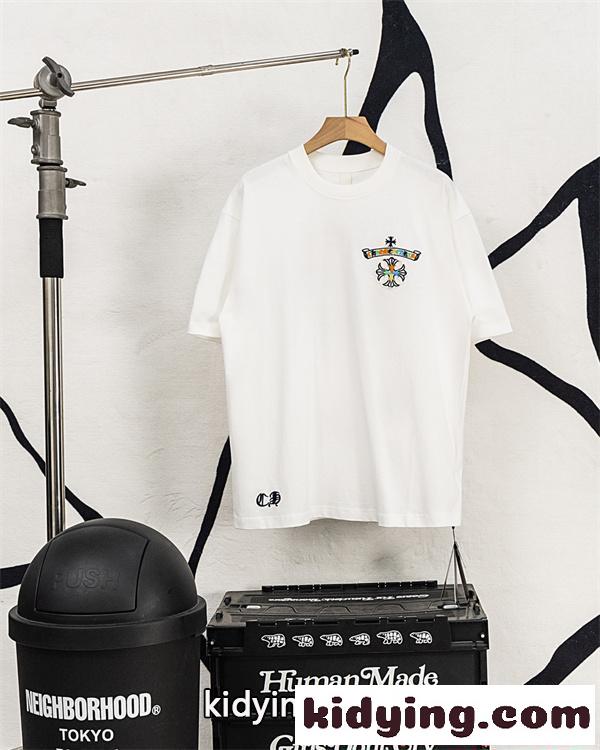激安 半袖トップス レザークロス クロムハーツ コピー Chrome Hearts 切替Tシャツ バックロゴ ビッグシルエット 快適コットン カジュアル ストリート 韓国風 男女兼用 おしゃれ-7
