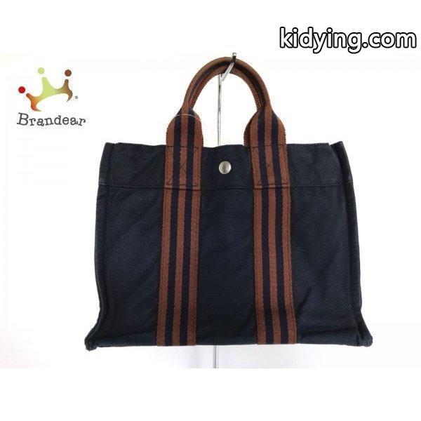 エルメス HERMES トートバッグ フールトゥトートPM ネイビー×ブラウン キャンバス 新着 20180904 :27886879:ブランディア ヤフーショップ - 通販ショッピング-0