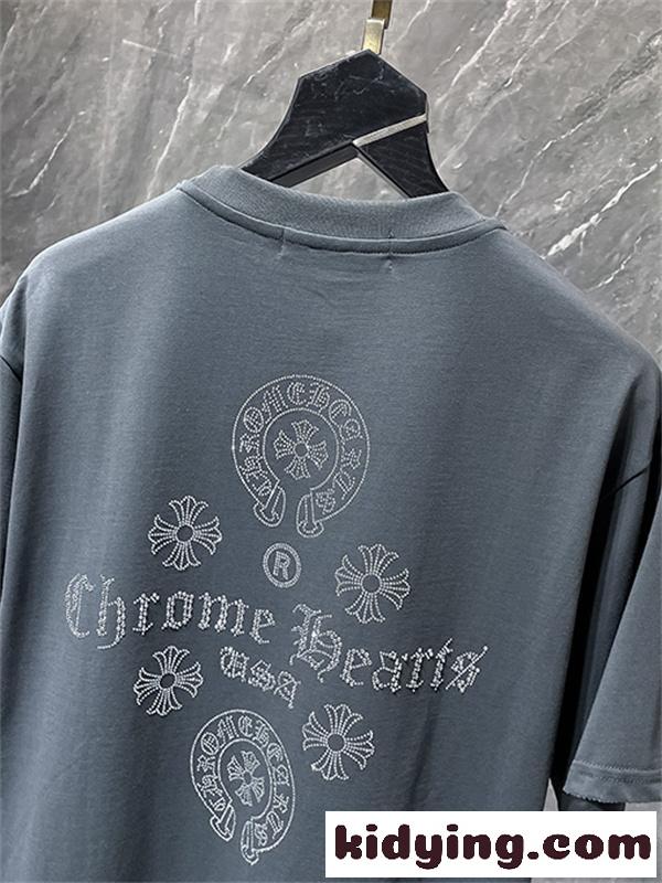 ホワイト 半袖Tシャツ Chrome Hearts クロムハーツ コピー 胸元サークルロゴ クルーネック シンプルカジュアル-9