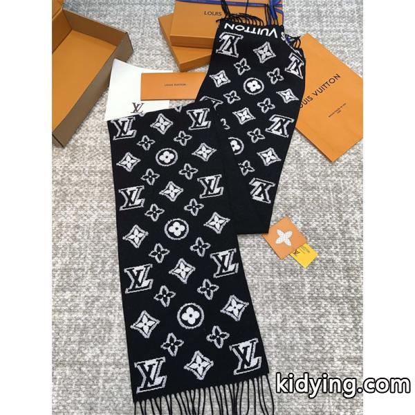 Louis Vuitton ルイ・ヴィトン 3Dモノグラム マフラー 羊毛×カシミヤ ロングスカーフ 34×200cm 高級ユニセックス冬物 防寒アイテム-5