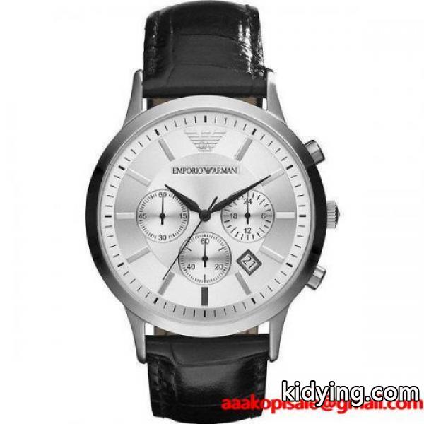 あすつく エンポリオ アルマーニ EMPORIO ARMANI メンズ レナト　AR2432 　シルバー×ブラック-0
