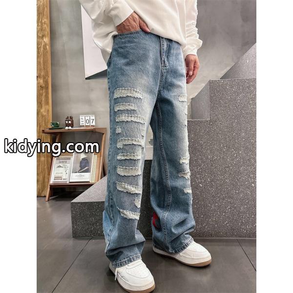 限定モデル グレー ダメージデザイン Chrome Hearts クロムハーツ スーパーコピー デニムパンツ-7