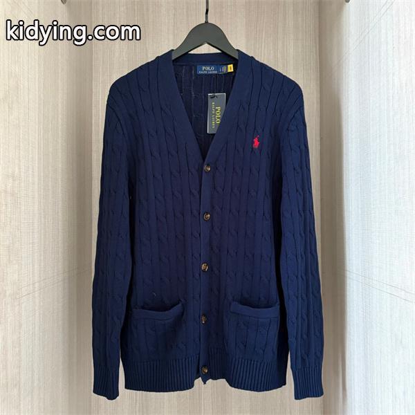 POLO RALPH LAUREN コピー 秋冬復古多彩 高品質 グレー × ホワイト 6 色 麻花纹 V 领 カーディガン ポロラルフローレン-5