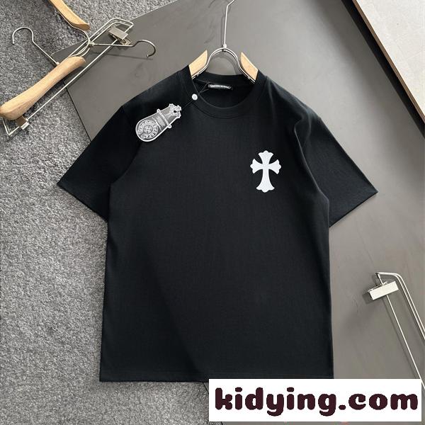 クロムハーツ コピー 定番 ワンポイント CHROME HEARTS ホワイト 半袖 Tシャツ シンプル 洗練-0