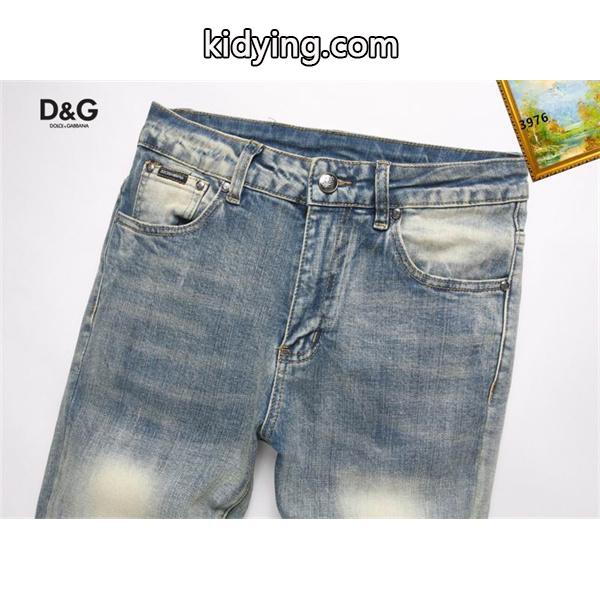 ライトブルー ヴィンテージ做旧 デニムパンツ ドルチェ & ガッバーナ DOLCE & GABBANA コピー 秋冬 日常-4