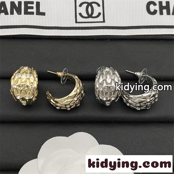 イヤリング レディース キルティング風 メタルデザイン CHANEL ラインストーン シャネル コピー-5