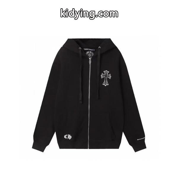 CHROME HEARTS スーパーコピー ジップパーカー 新作 クラシック クロスロゴ モノトーン クロムハーツ-0
