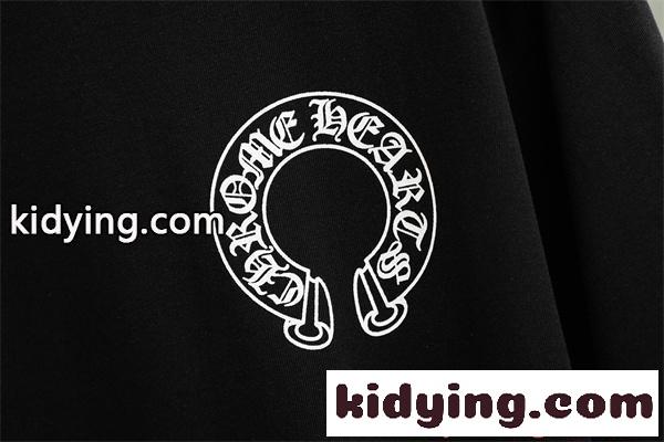 半袖Tシャツ 激安 クロムハーツ コピー ブラック ロゴプリント コットン素材 クルーネック ルーズフィット CHROME HEARTS 通気性 軽量 柔らかい ストリート 夏-4