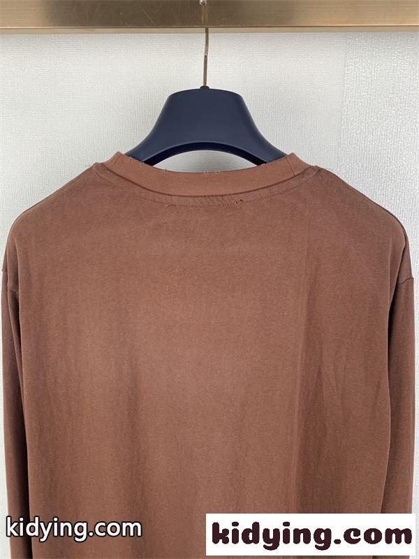 マルチカラー ブルー ロングスリーブTシャツ Acne Studios アクネ ストゥディオズ コピー フロントロゴプリント 丸首 リラックスフィット-4
