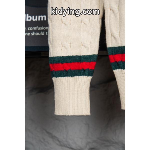 GUCCI コピー トリコロールライン ケーブル編み クルーネック ニット アイボリー グッチ-1