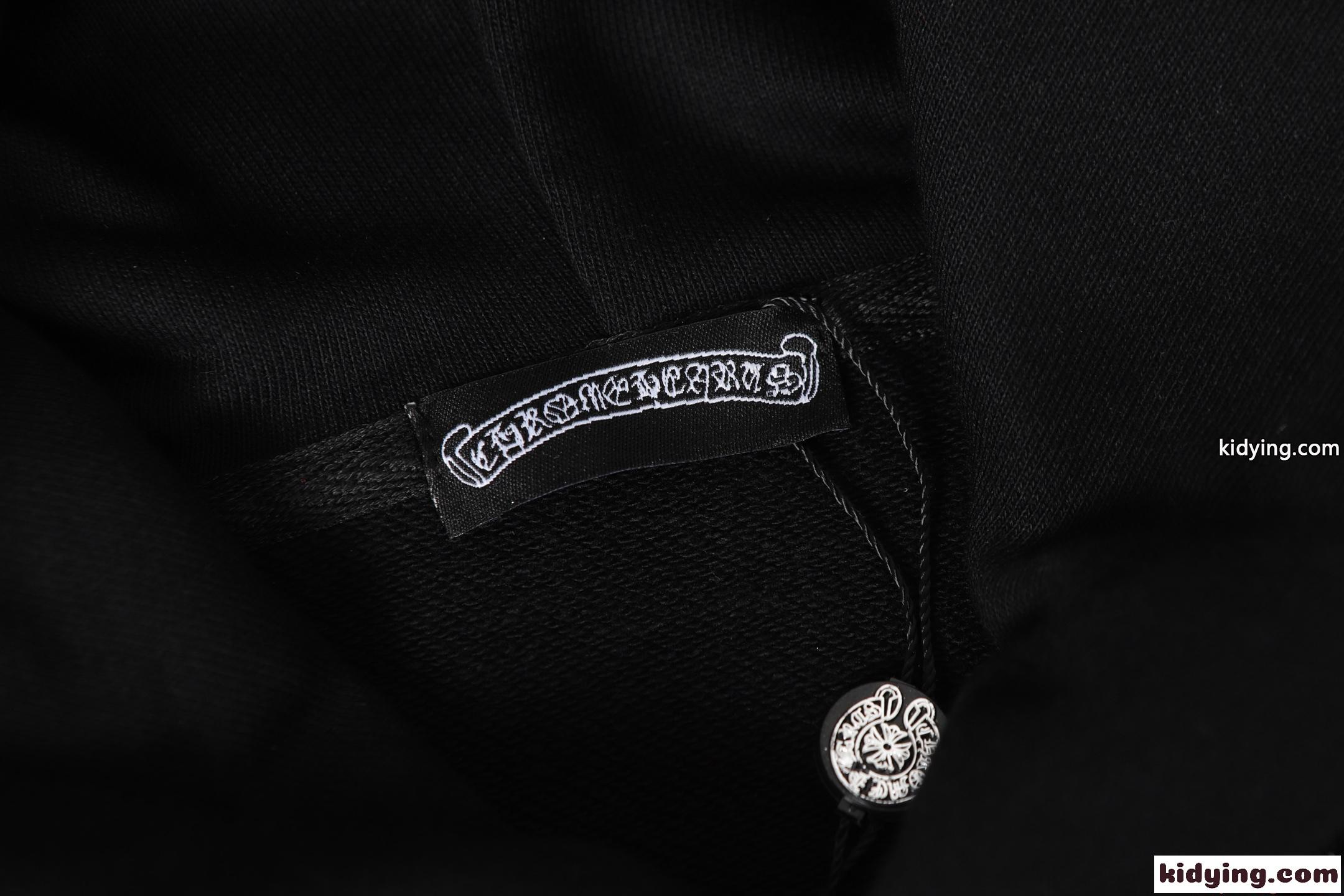 フラワークロ クロムハーツ コピー パーカー ブラック バックプリント 袖ロゴ フーディー ストリート Chrome Hearts-4