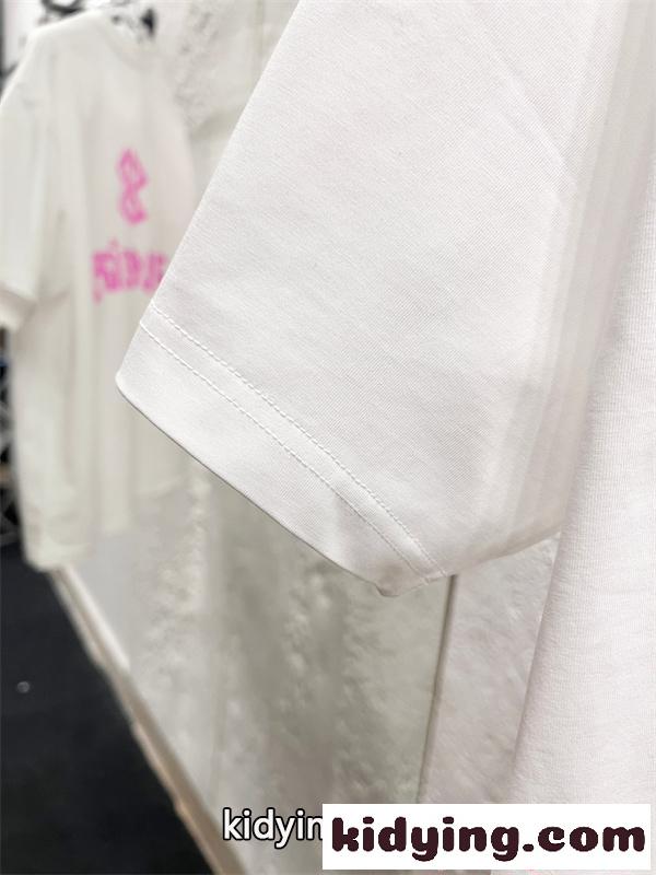 白Tシャツ 半袖 バレンシアガ コピー ピンク 手描き風 Balenciaga シンプル ストリート グラフィティ風-2